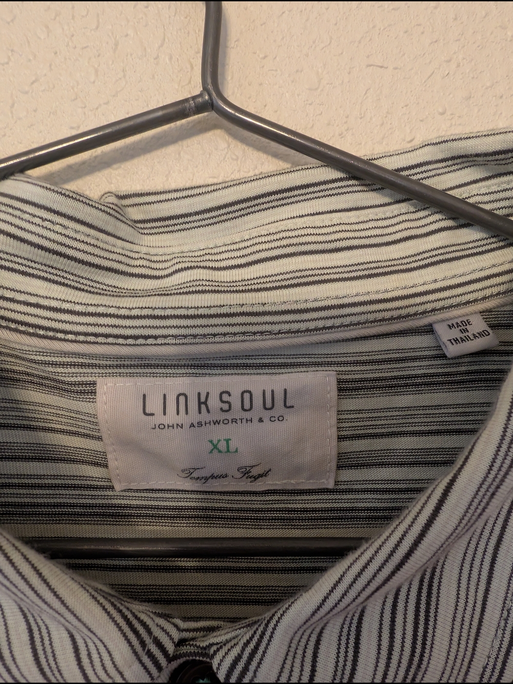 Linksoul Men's Black-and-White Striped Polo Shirt XL